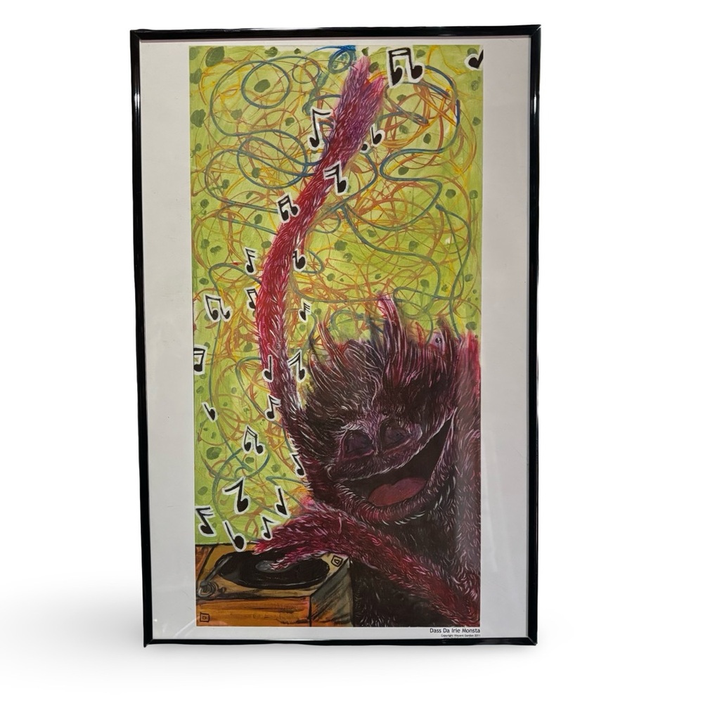 Vibrant “Monsta” DJ Abstract Art Print with Black Frame